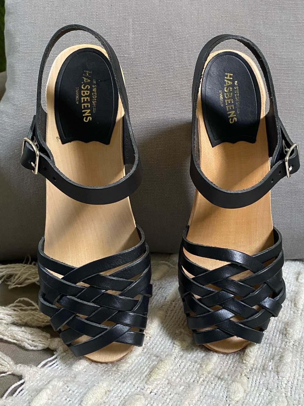 {Swedish Hasbeens} New Braided Sky High Clogs - Picture 2 of 6
